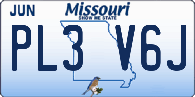 MO license plate PL3V6J