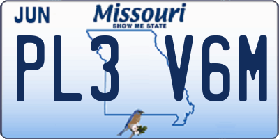 MO license plate PL3V6M