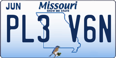 MO license plate PL3V6N