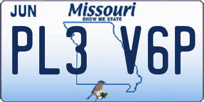 MO license plate PL3V6P