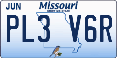 MO license plate PL3V6R
