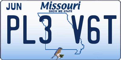 MO license plate PL3V6T