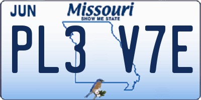 MO license plate PL3V7E