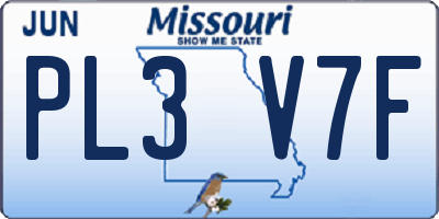MO license plate PL3V7F