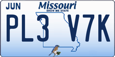 MO license plate PL3V7K