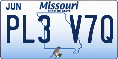 MO license plate PL3V7Q