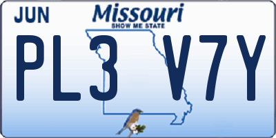 MO license plate PL3V7Y