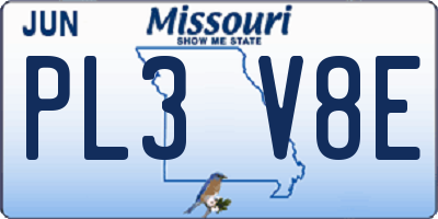 MO license plate PL3V8E