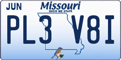 MO license plate PL3V8I