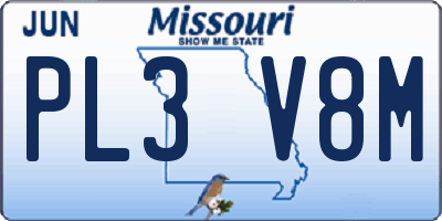 MO license plate PL3V8M