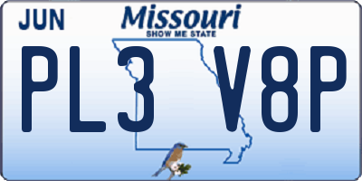 MO license plate PL3V8P