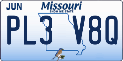 MO license plate PL3V8Q