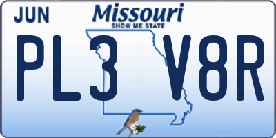 MO license plate PL3V8R