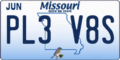 MO license plate PL3V8S