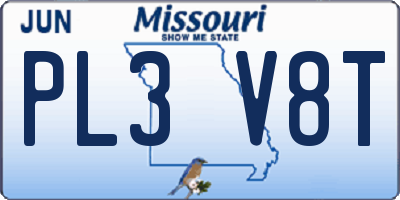 MO license plate PL3V8T