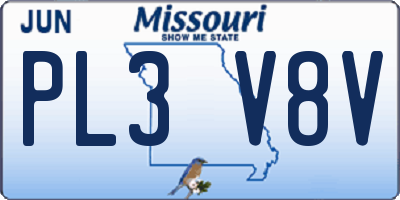 MO license plate PL3V8V