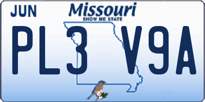 MO license plate PL3V9A