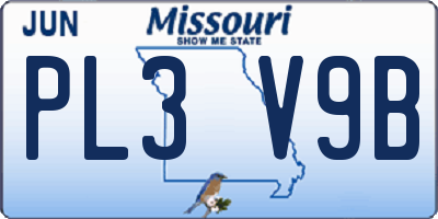 MO license plate PL3V9B