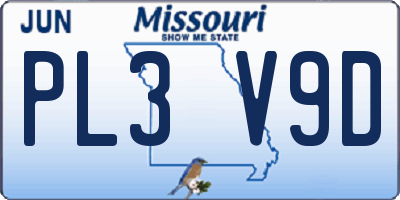 MO license plate PL3V9D