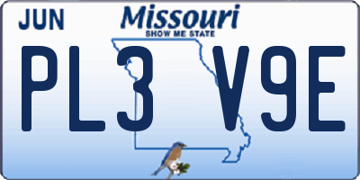 MO license plate PL3V9E
