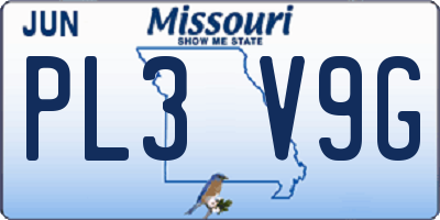 MO license plate PL3V9G