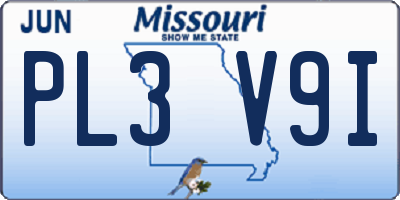 MO license plate PL3V9I