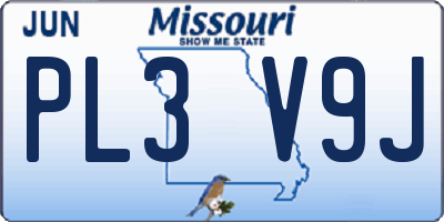 MO license plate PL3V9J