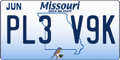 MO license plate PL3V9K