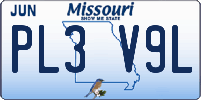 MO license plate PL3V9L