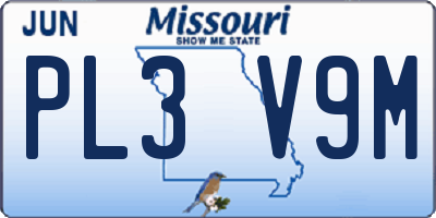 MO license plate PL3V9M