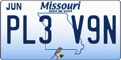 MO license plate PL3V9N
