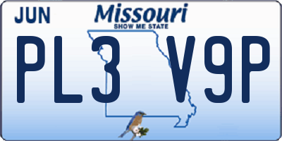 MO license plate PL3V9P