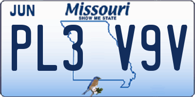 MO license plate PL3V9V
