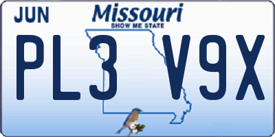 MO license plate PL3V9X