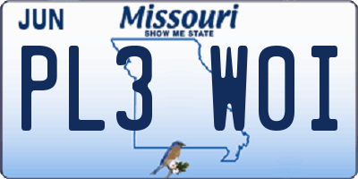 MO license plate PL3W0I