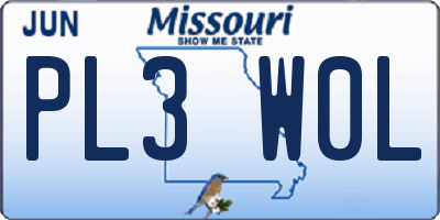 MO license plate PL3W0L