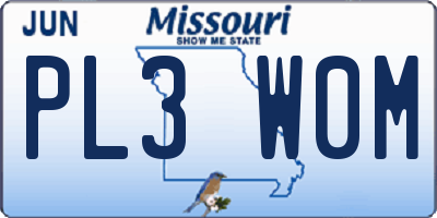 MO license plate PL3W0M