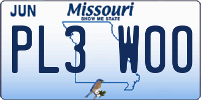 MO license plate PL3W0O