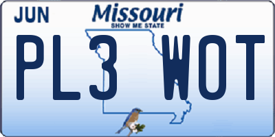 MO license plate PL3W0T