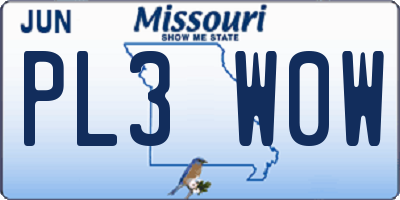 MO license plate PL3W0W
