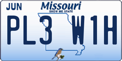MO license plate PL3W1H