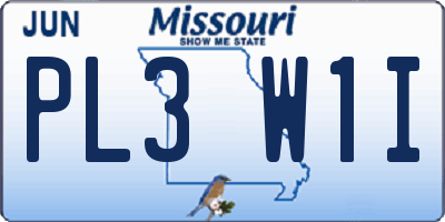 MO license plate PL3W1I