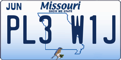 MO license plate PL3W1J