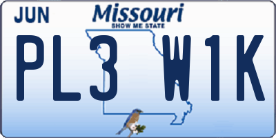 MO license plate PL3W1K