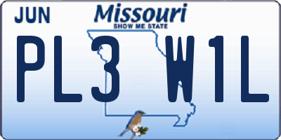MO license plate PL3W1L