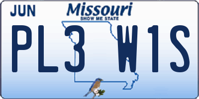 MO license plate PL3W1S