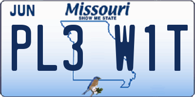 MO license plate PL3W1T
