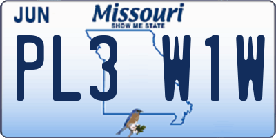MO license plate PL3W1W