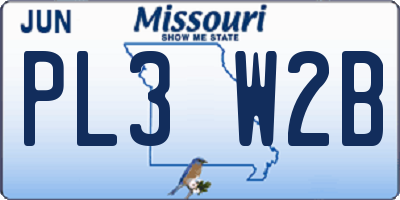 MO license plate PL3W2B