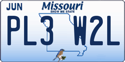 MO license plate PL3W2L